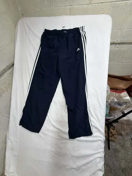 Adidas Vintage 90s Y2K Navy Blue White 3-Stripes Track Pants Mesh Lined Large