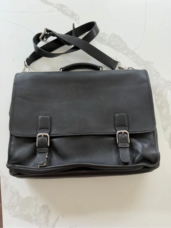 Vintage Coach 5810 Leather Briefcase Laptop Messenger Black Strap