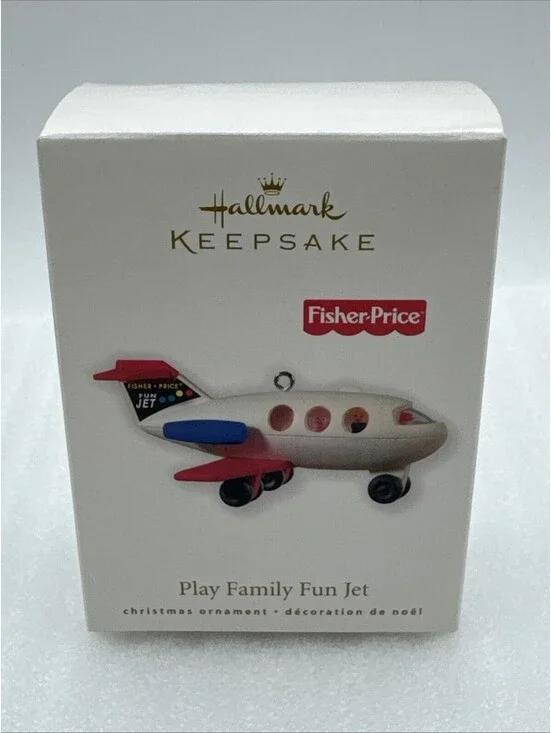 2010 Hallmark Fisher Price Play Family Fun Jet Plane New Vintage Toy Ornament