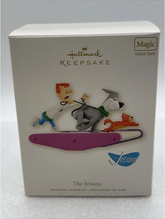 2008 Hallmark The Jetsons George, Astro, Dog Ornament Magic Sound NIB New