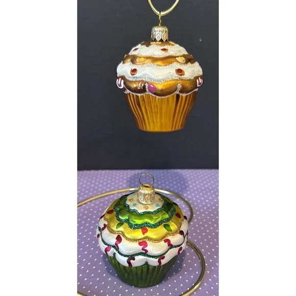 Cupcakes 2 Colorful‎ Glass Christmas Holiday Ornaments Poland