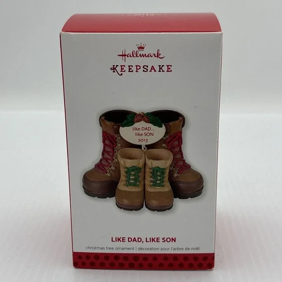 2013 HALLMARK Keepsake Christmas Tree Ornament LIKE DAD, LIKE SON Hiking Boots