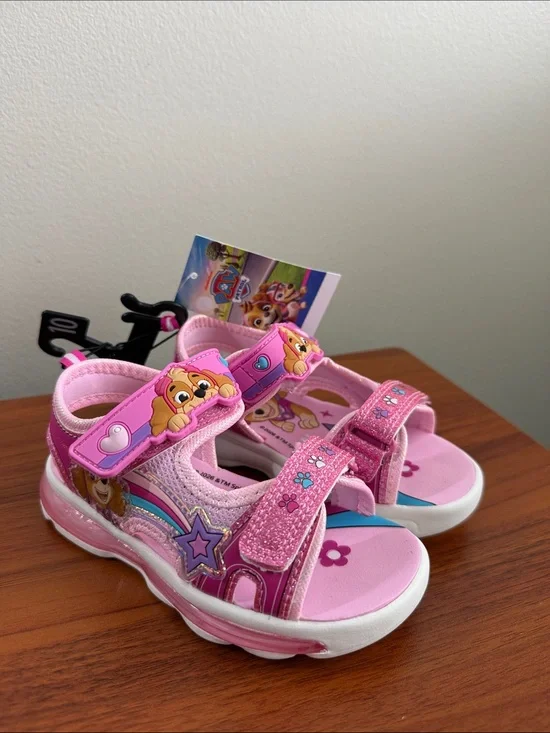 Paw Patrol Girls Pink Light-Up Sandals with Character Accents