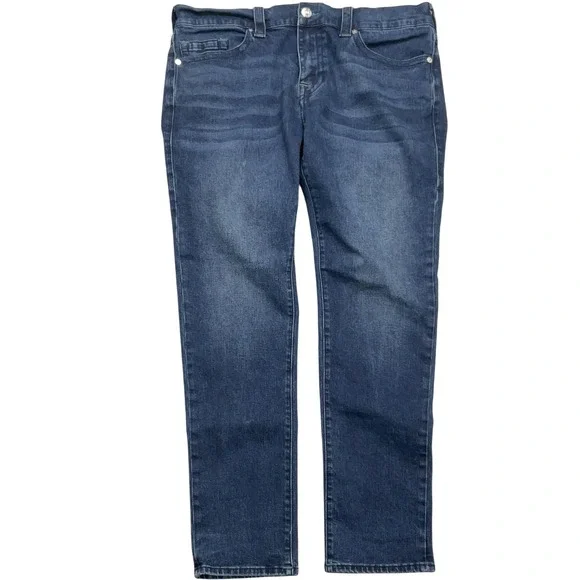 True Religion Rocco Jeans Men 38 Blue‎ Relaxed Skinny Dark Wash Denim Metal Rock