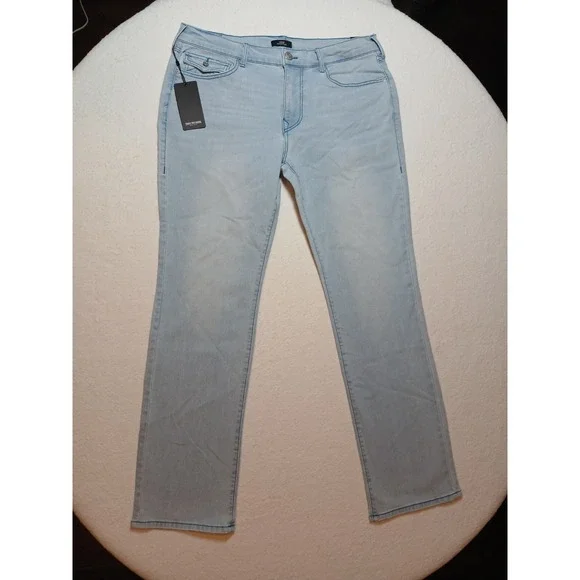 NWT True Religion Ricky SN Flap Straight Jeans Men's 36x34 Light Endless Wash