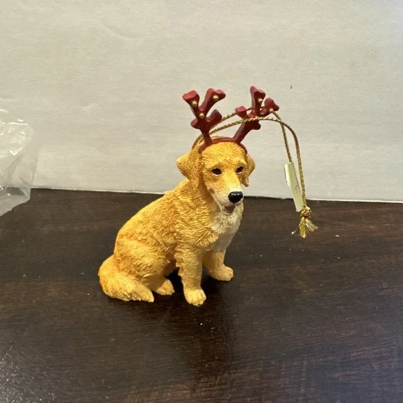 Danbury Mint a‎ Golden Holiday Christmas Ornament Sleigh Mate Golden Retriever