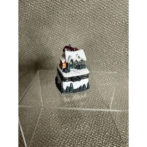 Vtg 90s Thomas Kinkade Ornament Ceramic Box Stonehearth Christmas Mini 1.5”