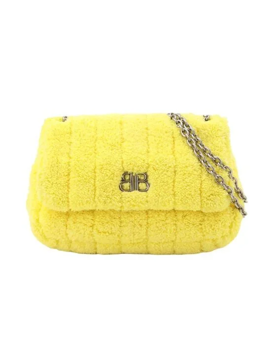Balenciaga Monaco Chain Shoulder Bag Pile Yellow Silver