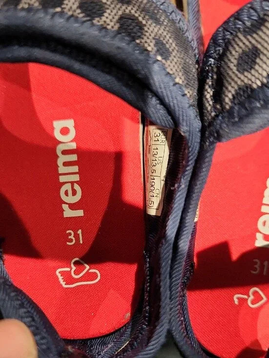 EUC Reima Girls Navy Polka Dot Mary Jane Sandals - Red Insole Sz US 13/13.5
