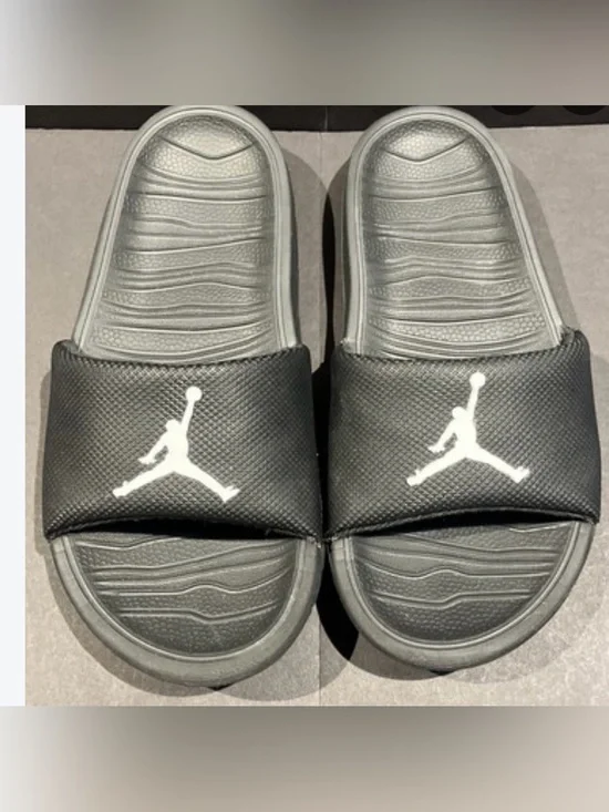 Jordan Black Slide Sandals with White Logo for Youth Kids Size 4