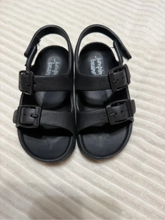 jumping beans Black Double-Strap Buckle Kids Sandals