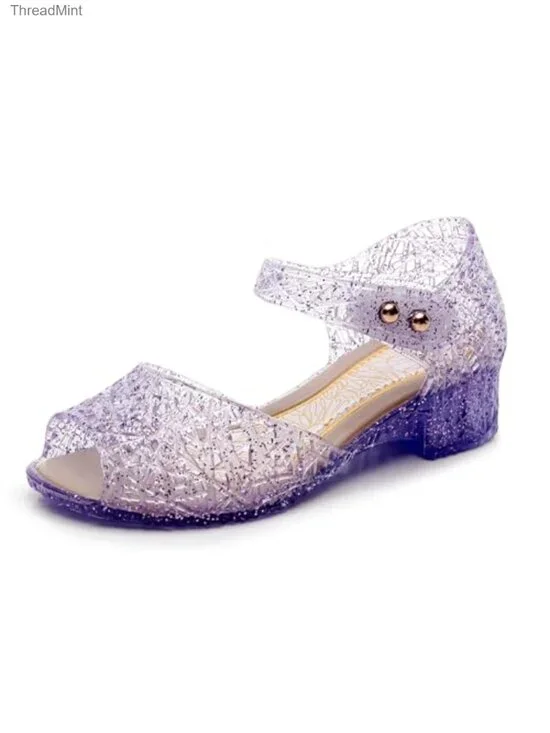 Closed Toe Jelly Sandals, Adjustable Buckle Princess Water Shoes, PVC Flat