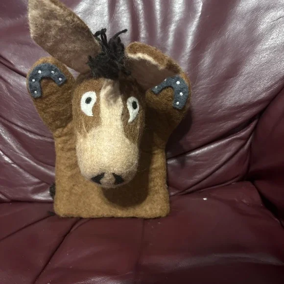 NWT Horse Hand Puppet‎ Handmade Felt Wool Silk Road Bazaar Hand Made Natural