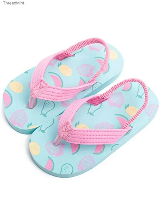 Toddler Girls Boys Flip Flops Sandals with Back Strap Non Slip EVA Beach Pool
