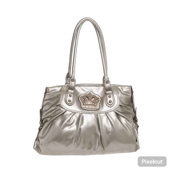 NWOT Metallic Silver Crown Shoulder Bag