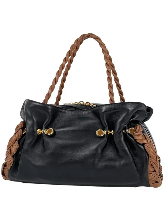 Bvlgari Handbag B.Zero1 Leather Black Brown