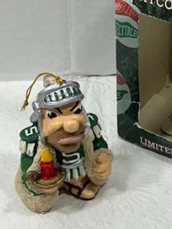 VTG Michigan State University Sparty Mascot Christmas Ornament Collectible 3.5