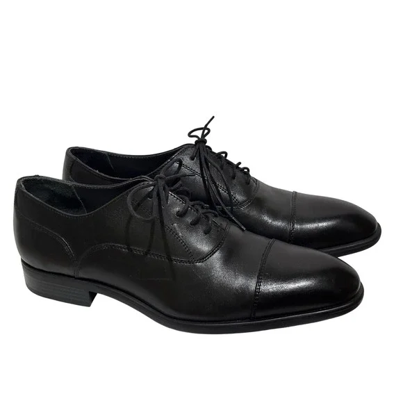 Nordstrom Mens Black Leather Cap Toe Oxford Dress Shoes Ortholite 11M career