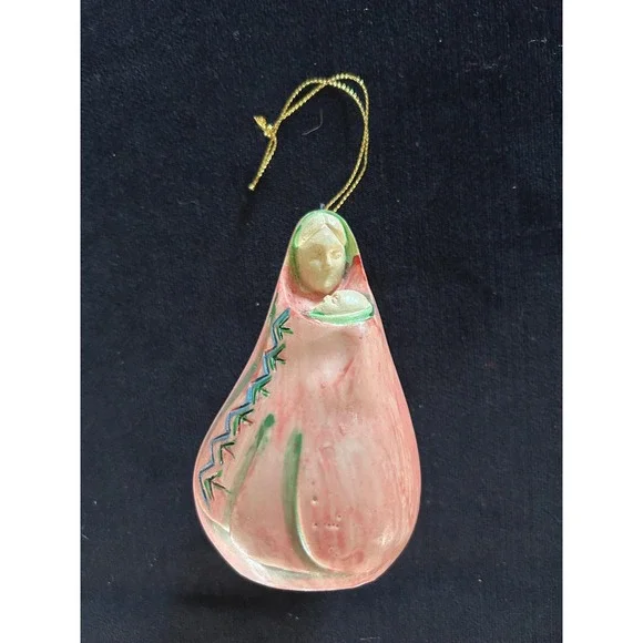 Vtg‎ Silvestri Southwestern Madonna & Child Ornament Hand Painted Clay