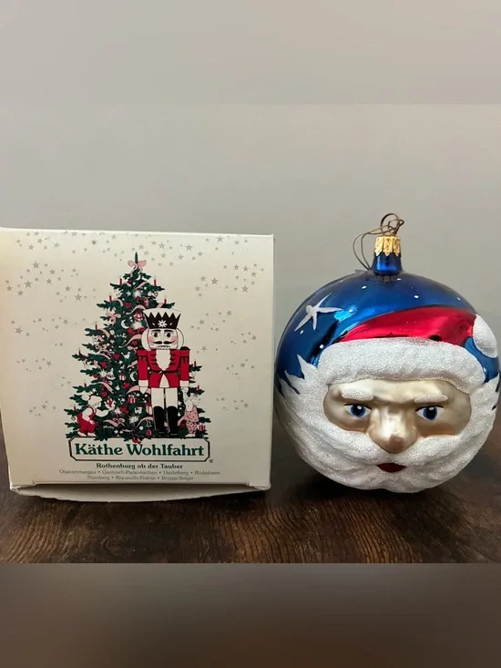Käthe Wohlfahrt Santa Claus Glass Christmas Ornament Made in Poland w/ Box