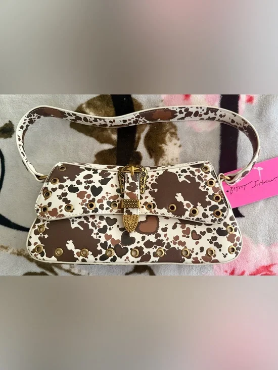 Betsey Johnson XO Isla Cow Heart Print Shoulder Bag NWT