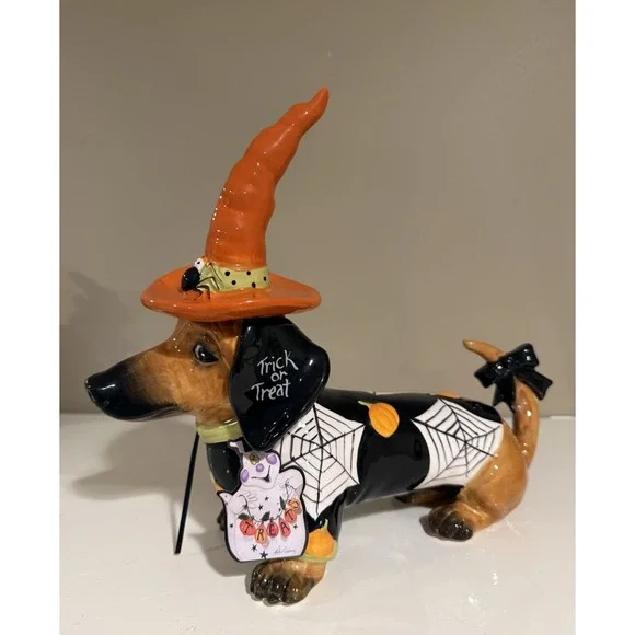 Blue Sky Clayworks Trick or Treat HALLOWEEN DACHSHUND Figurine NWT