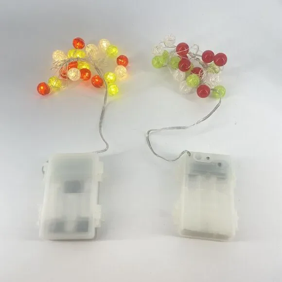 Set of 2 Pier 1 Multi-Color Sphere Glimmer String Lights 20 LED 10ft Battery