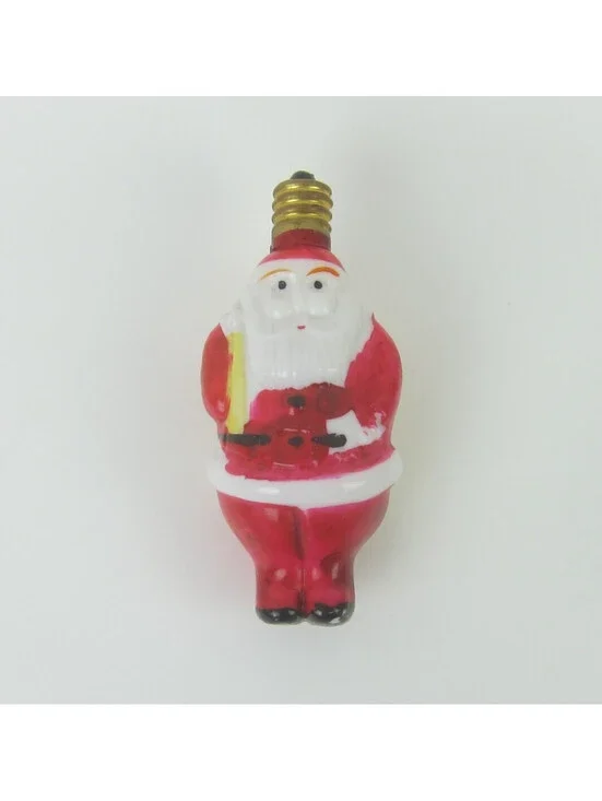 Vintage Santa Claus Christmas Milk Glass Light Bulb Figural Toy Sack Japan WORKS