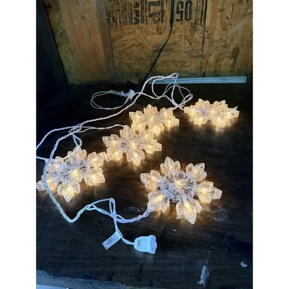 GE 5 CT 35 Light Snowflake Icicle Stylelights Sparkle Clear Christmas