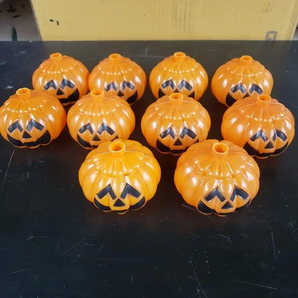 Vintage Style Halloween Blow Mold Pumpkin Light Covers Jack O Lantern Lot of 10