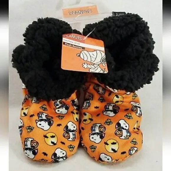 Nwt Peanuts Snoopy Halloween Plush Bootie Slippers Toddler