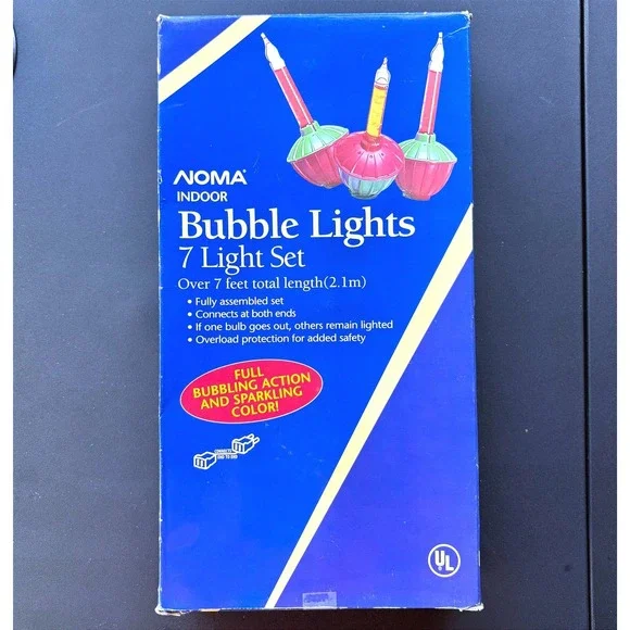 Noma Indoor Bubble Lights 7 Light Set Red Green‎ Retro Christmas THEY WORK!!