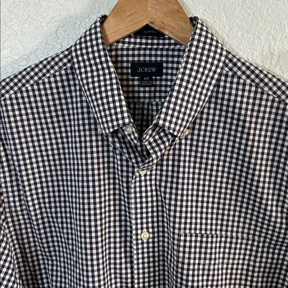 J. Crew Men‎ Button Down Navy White Checkered Gingham Shirt