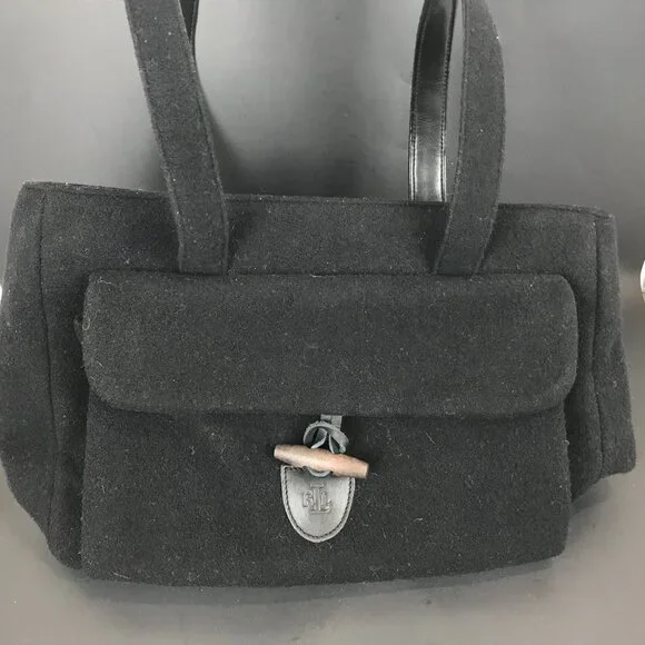Ralph Lauren Black Felt/Leather Tote bag