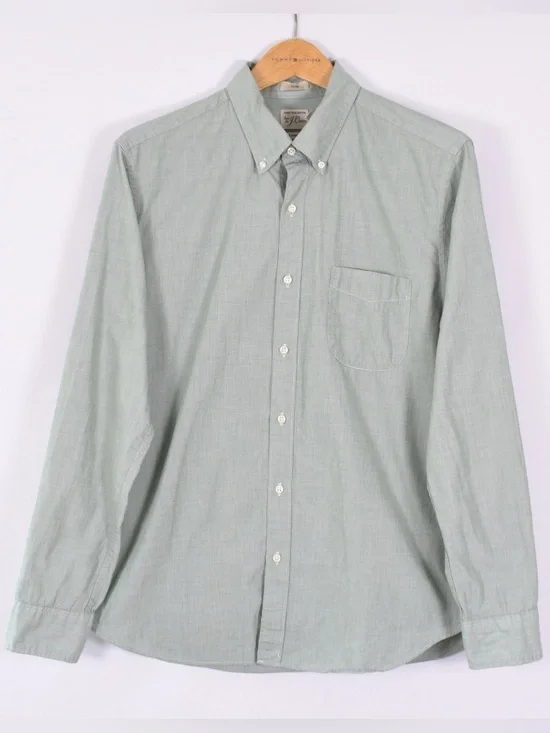 J.Crew Secret Wash Men’s Slim Green Micro Check Cotton Shirt