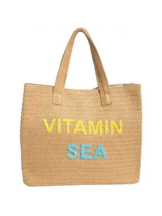 Vitamin Sea Woven Paper Straw Tote Bag Collection XIIX Natural NWT