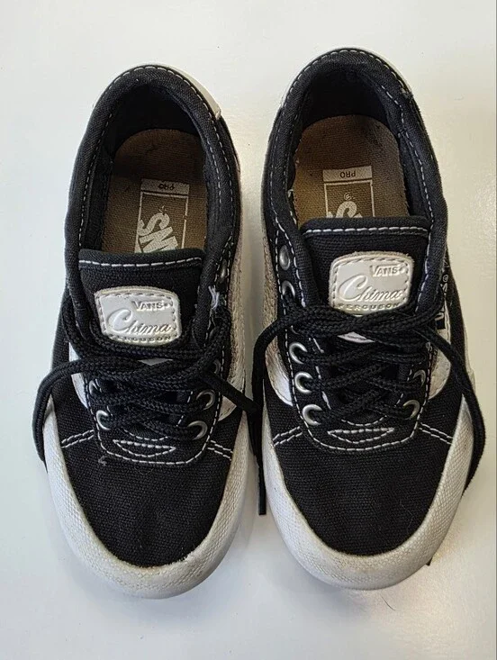 Vans Chima Ferguson Pro Black White Kids Skate Shoes Youth 10.5