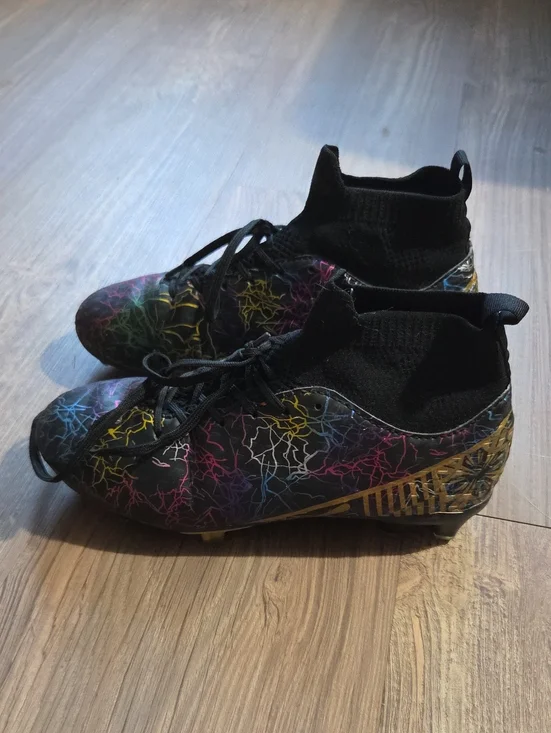 Kids Black Multicolor Lightning Soccer Cleats with Ankle Collar