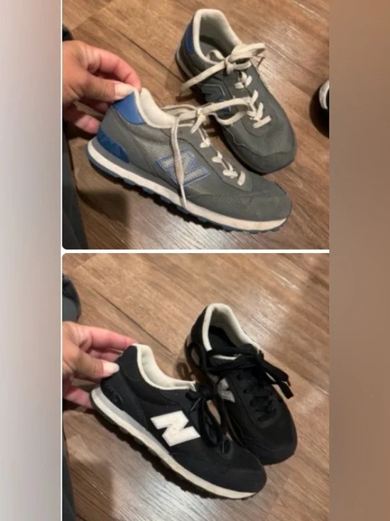Two pairs of New Balance Kids Gray & Blue/Black & White Sneaker Set Size 2
