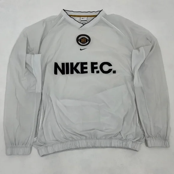Nike FC Men's L White Summit Repel Windbreaker Pullover Long Sleeve With Pockets