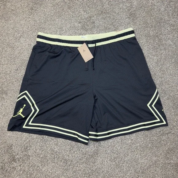 NWT Jordan Mens Dri-FIT Diamond Basketball Shorts Black Lime Glow IF5832-010 3XL