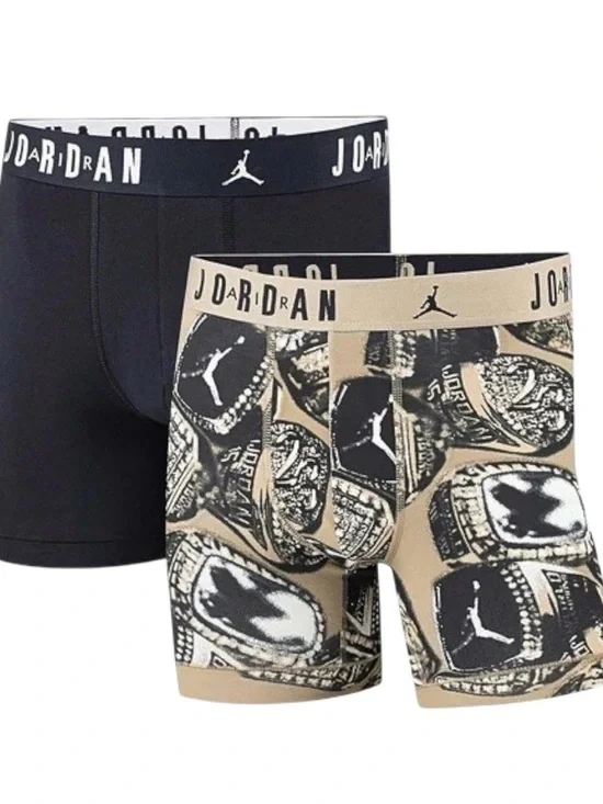 Jordan Men’s 2-Pack Boxer Briefs — Black & Tan Ring Print