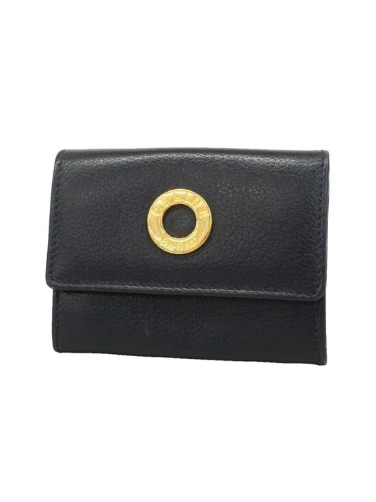 Celine Coin Purse Leather Black Gold