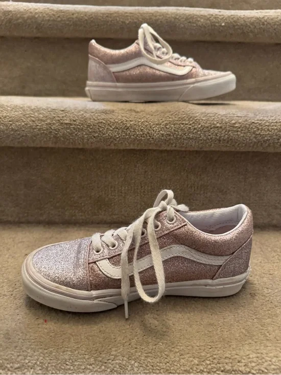 Vans Kids Glitter Low-Top Sneakers - Rose Pink with White Stripe
