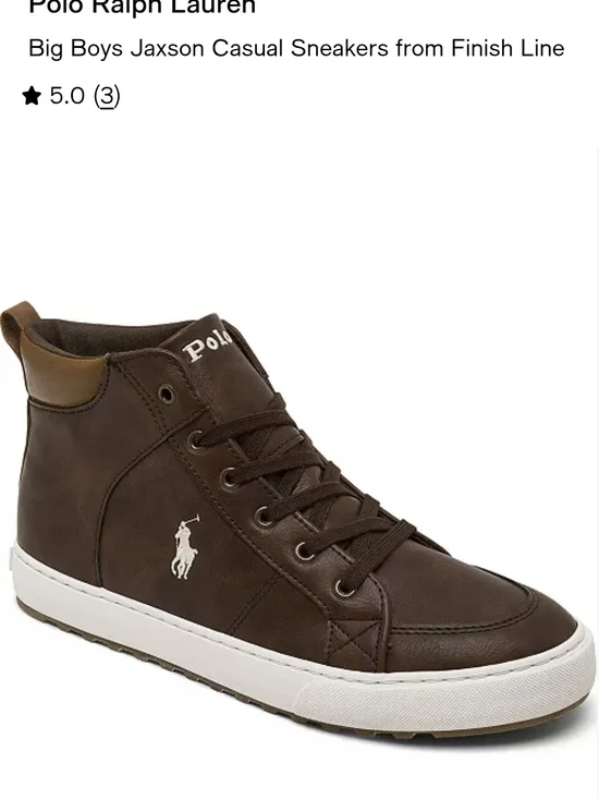 Jackson Polo Ralph Lauren Brown Leather Mid-Top Sneakers with White Sole