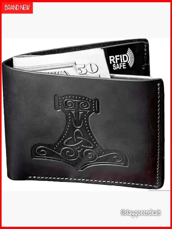 Genuine Leather Bifold Wallet with RFID Blocking and 6 Card Slots