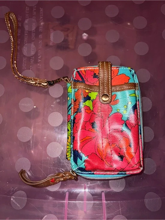 Sakroots Floral Wristlet Wallet - Turquoise & Red