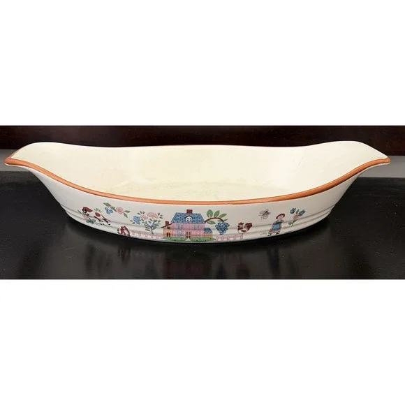 Vintage Jamestown China Country Home Oval Oven Casserole Dish Japan Cottage Core