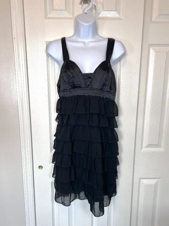 Y2K Charlotte Russe Black Tiered Open Back Mini Dress Size Homecoming Whimsygoth