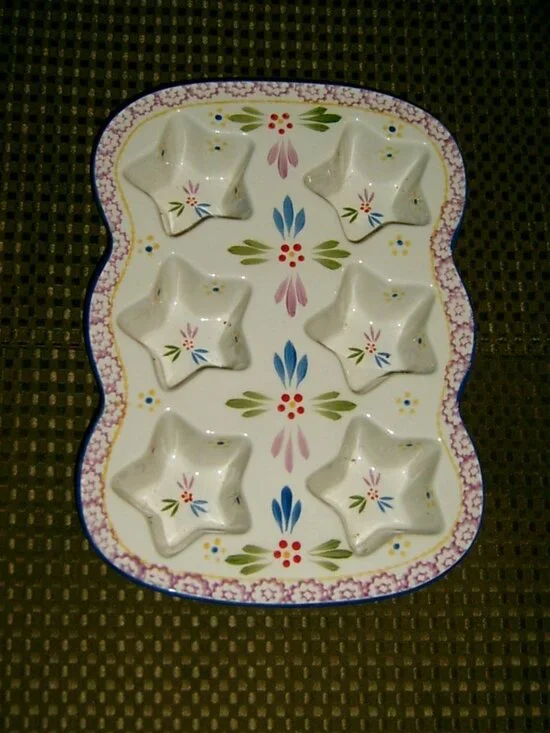 Temptations By Tara Old World Purple Floral Star-Shaped Ceramic Muffin Pan